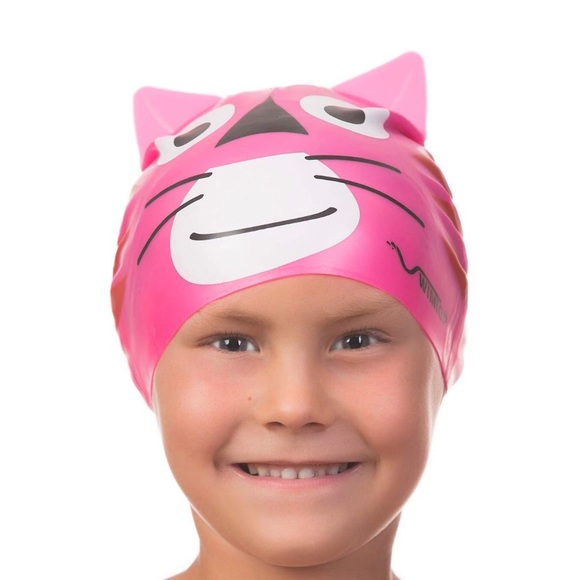 NRFO Cute Animal Silicone Swim Cap Girls Pink - Picture 5 of 8